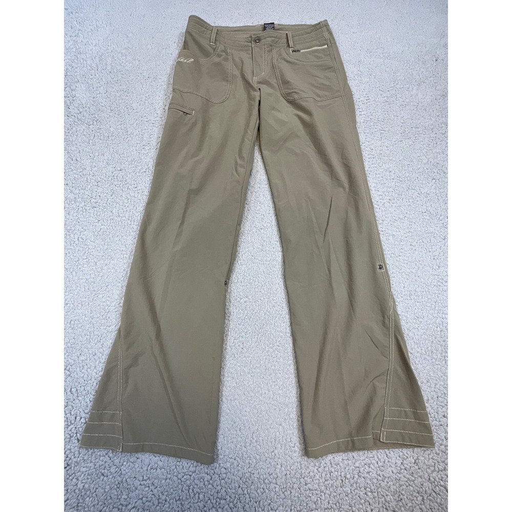 KUHL‎ Hiking Pants Women 8 Khaki Tan Excellent Roll Up Snap Leg Outdoor Hiking